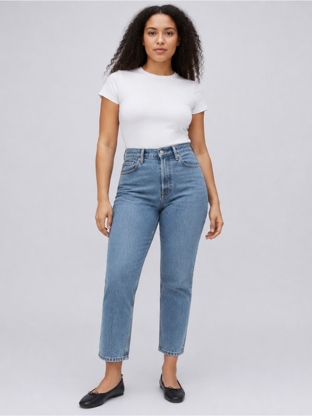 Everlane Curvy Cheeky Jeans 29 High Rise Straight Crop Blue NWT